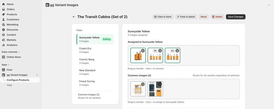 Assigning variant images through gg variant image shopify app